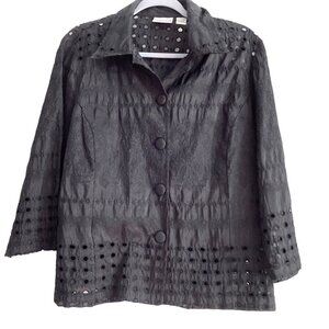 Chico’s Blazer Jacket Women’s Size 2 L Black